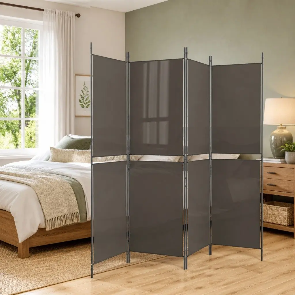 4-Panel Room Divider Fabric Foldable Anthracite 200 x 200 cm