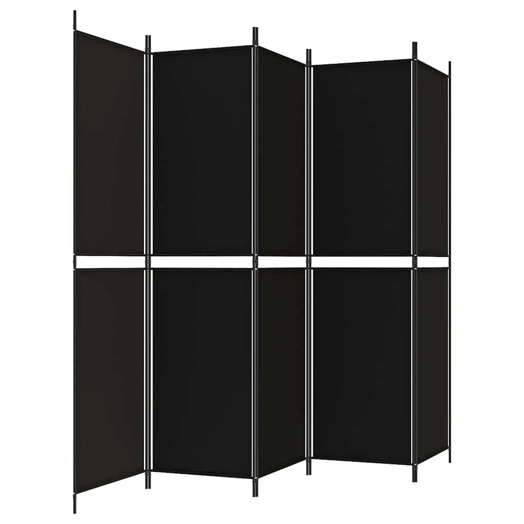 5-Panel Room Divider Screen Fabric 250x200 cm Black Folding Privacy Partition