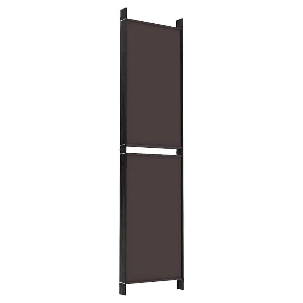 6-Panel Room Divider Fabric 300x200cm Brown Folding Privacy Partition