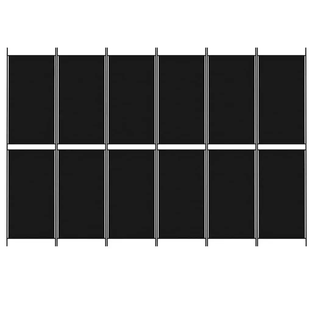 6-Panel Room Divider Screen Foldable Fabric 300 x 200 cm Black