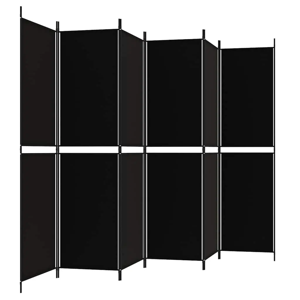 6-Panel Room Divider Screen Foldable Fabric 300 x 200 cm Black