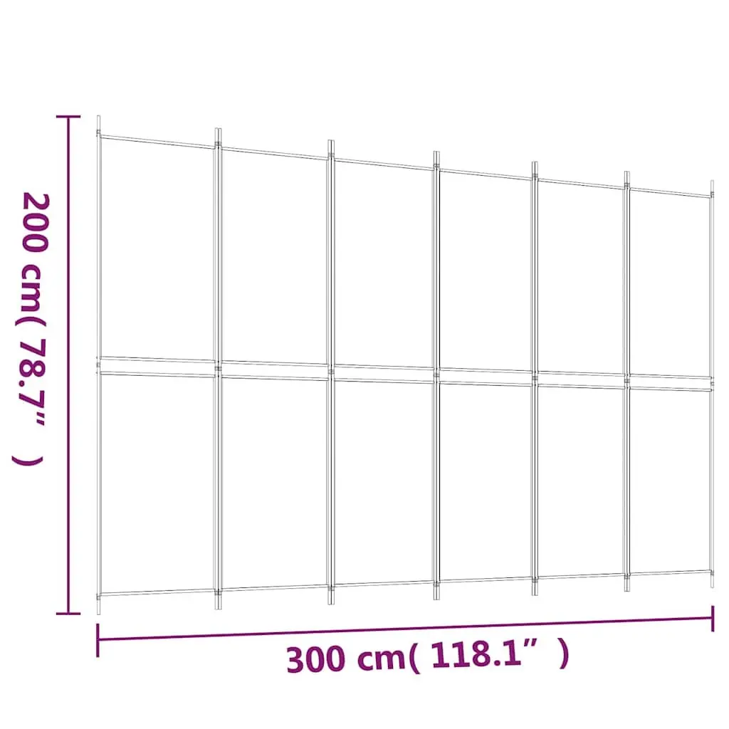 6-Panel Room Divider Screen Foldable Fabric 300 x 200 cm Black
