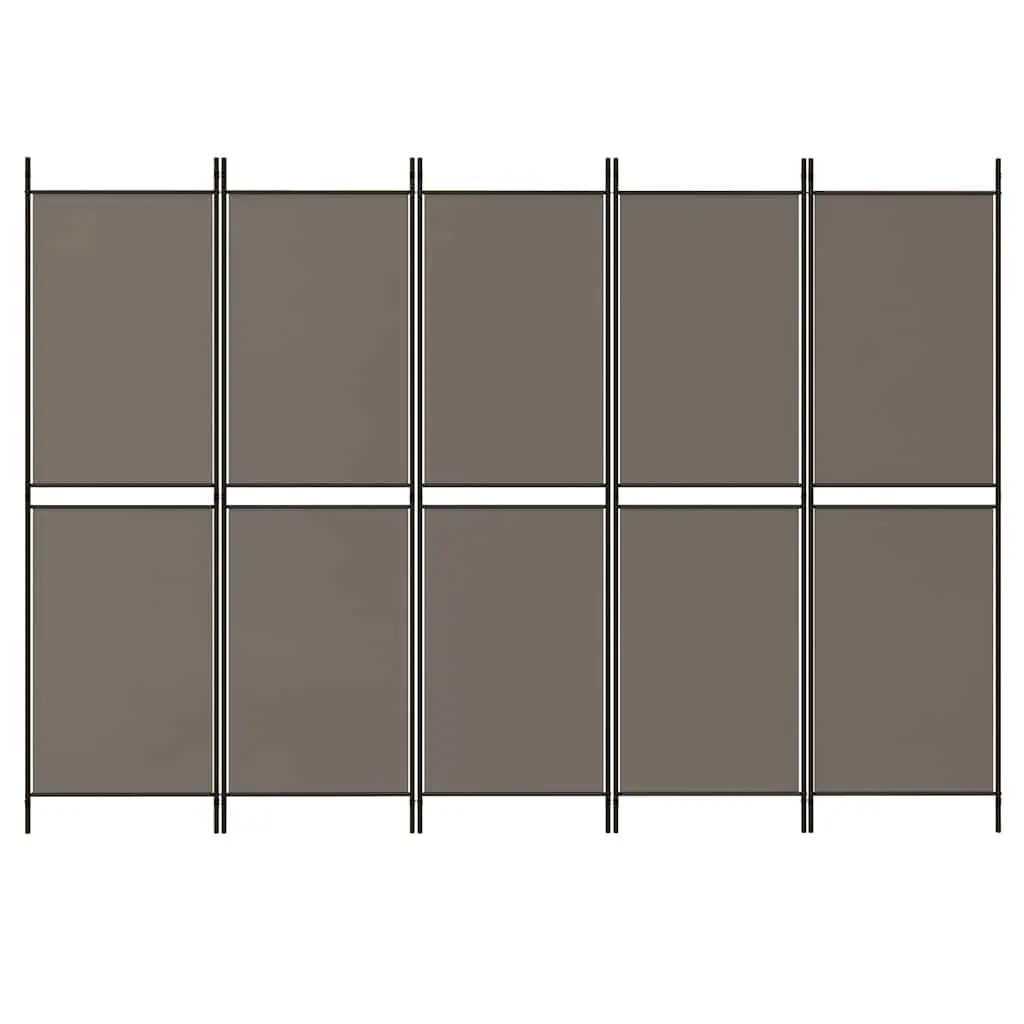 5 Panel Folding Fabric Room Divider Anthracite Privacy Screen 250x220cm
