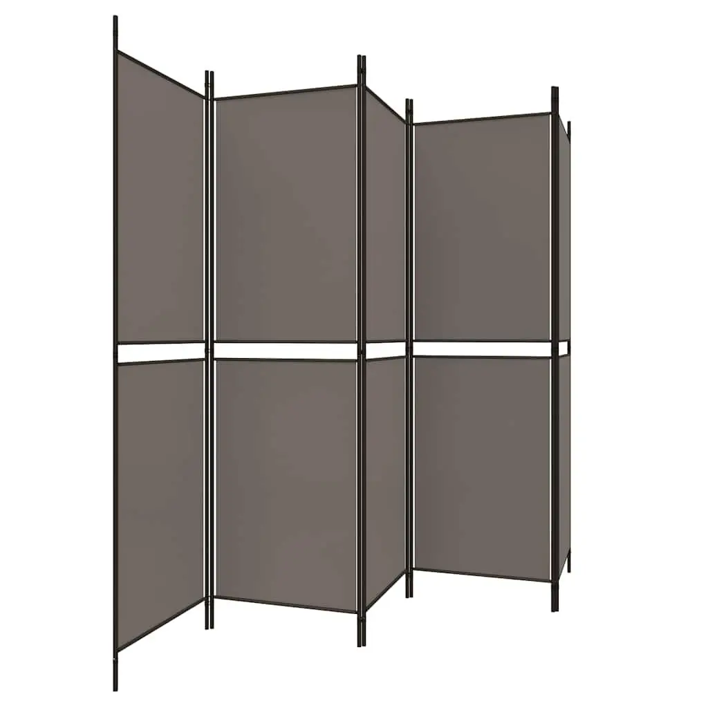 5 Panel Folding Fabric Room Divider Anthracite Privacy Screen 250x220cm