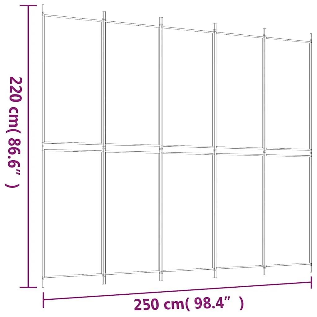 5 Panel Folding Fabric Room Divider Anthracite Privacy Screen 250x220cm
