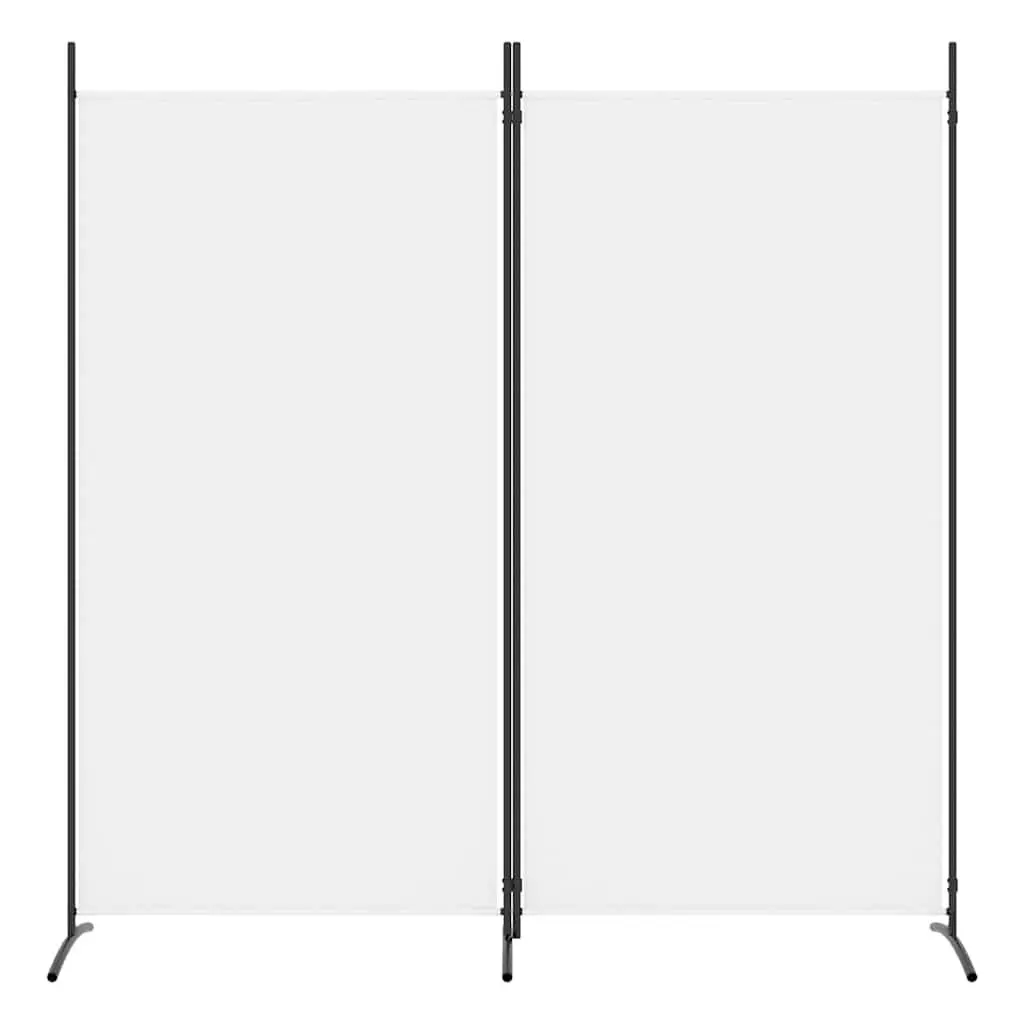 2-Panel Room Divider Fabric 175 x 180 cm White Foldable Partition Privacy Space Separator