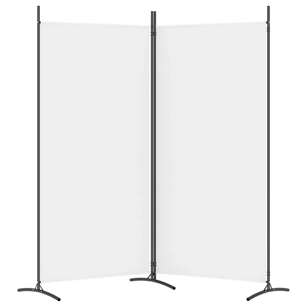 2-Panel Room Divider Fabric 175 x 180 cm White Foldable Partition Privacy Space Separator