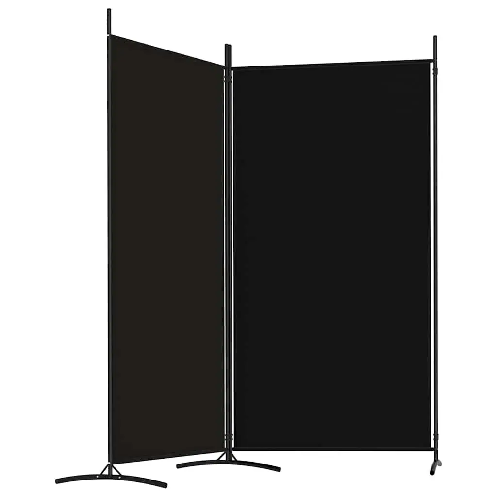 2-Panel Room Divider Screen 175x180cm Black Fabric Folding Privacy Partition