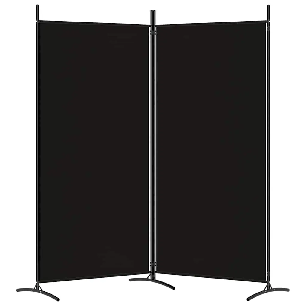 2-Panel Room Divider Screen 175x180cm Black Fabric Folding Privacy Partition