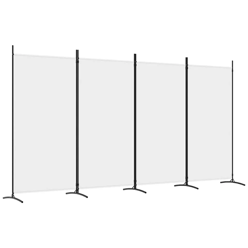 4 Panel Fabric Room Divider White Folding Screen Privacy Partition 346x180cm