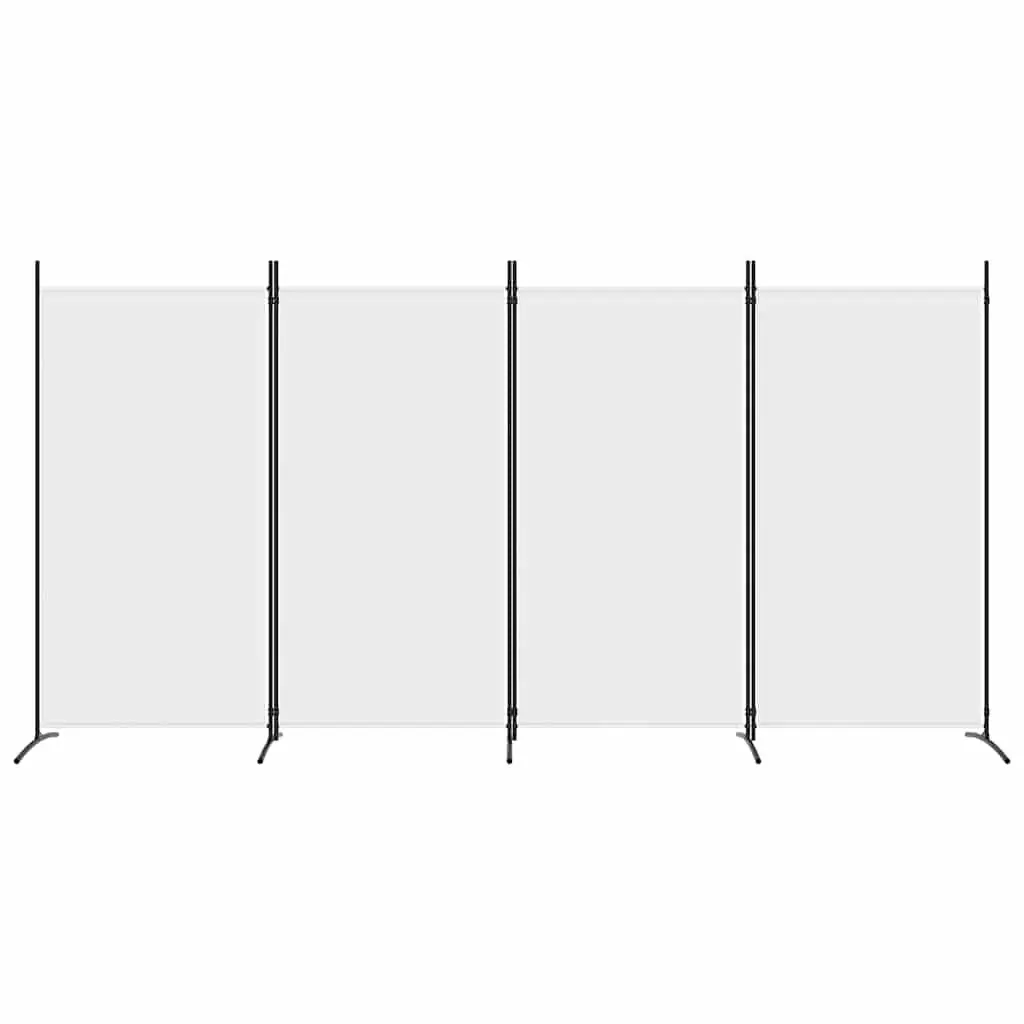 4 Panel Fabric Room Divider White Folding Screen Privacy Partition 346x180cm