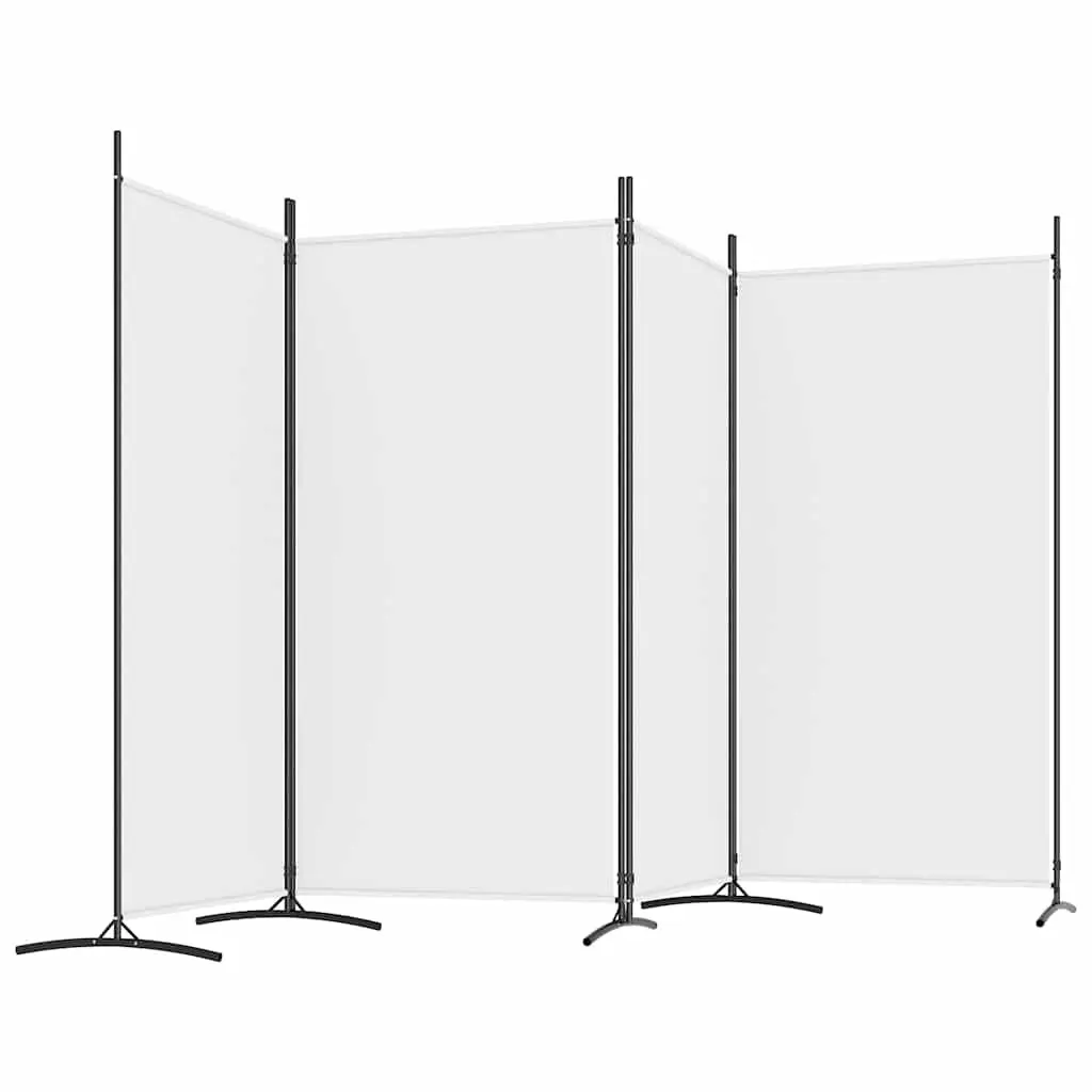 4 Panel Fabric Room Divider White Folding Screen Privacy Partition 346x180cm