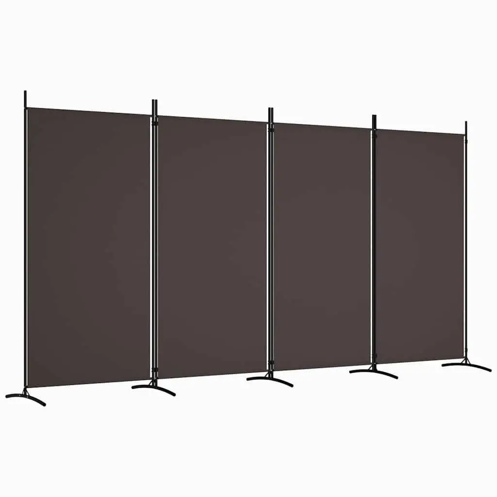 4-Panel Room Divider Foldable Fabric 346x180 cm Brown Privacy Screen