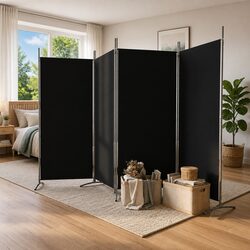 Practical Use Cases for 4-Panel Room Divider Black Fabric 346x180cm