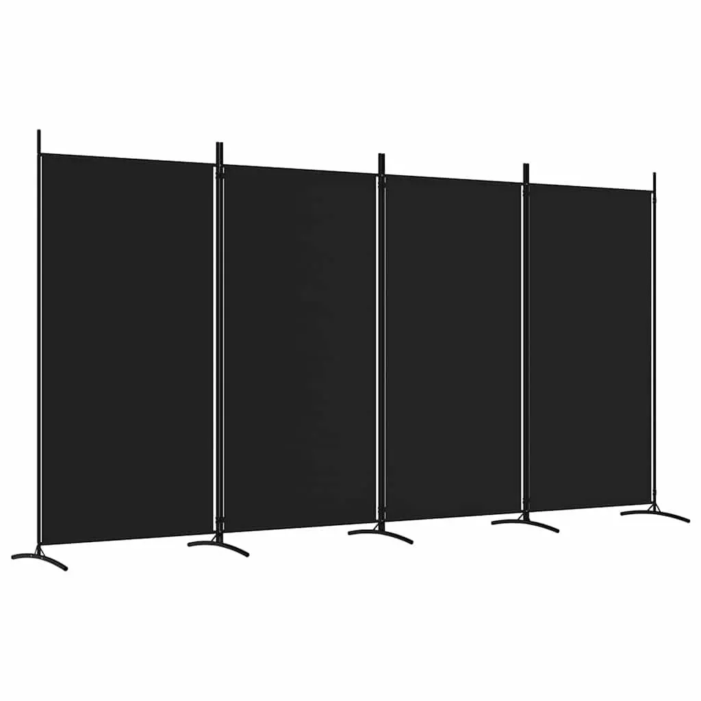 4-Panel Room Divider Foldable Fabric 346x180cm Black