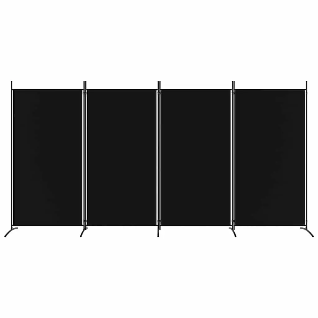4-Panel Room Divider Foldable Fabric 346x180cm Black