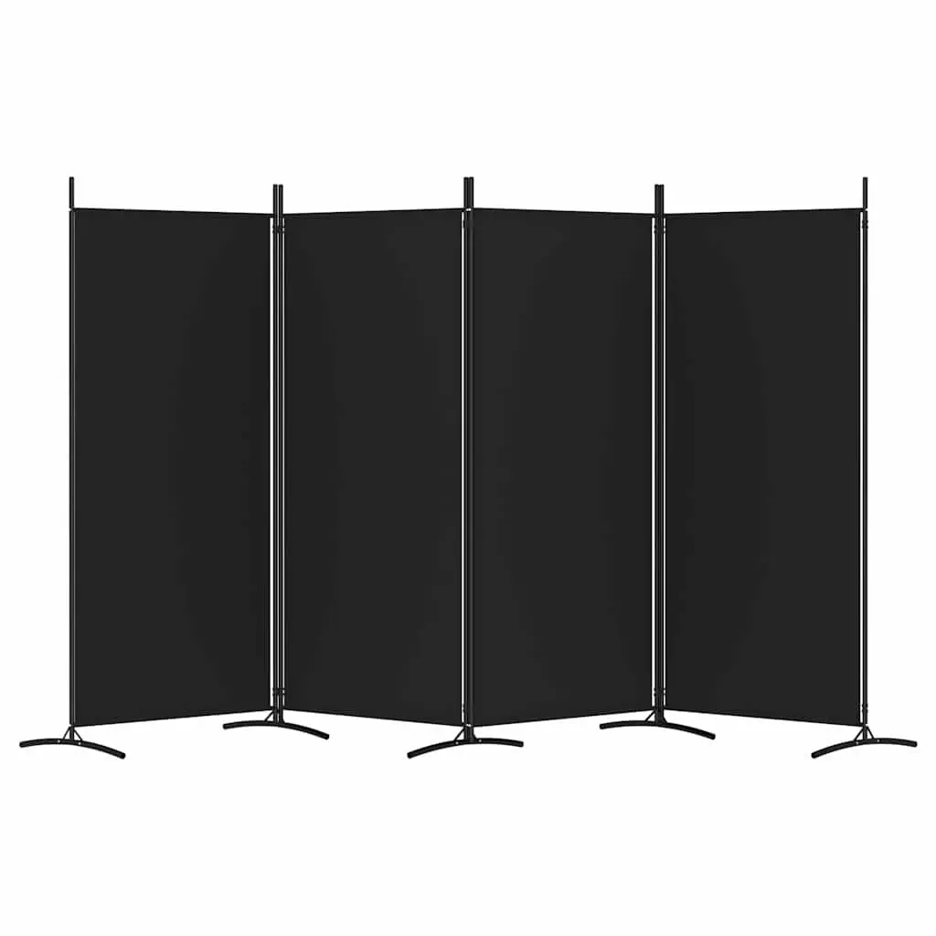 4-Panel Room Divider Foldable Fabric 346x180cm Black