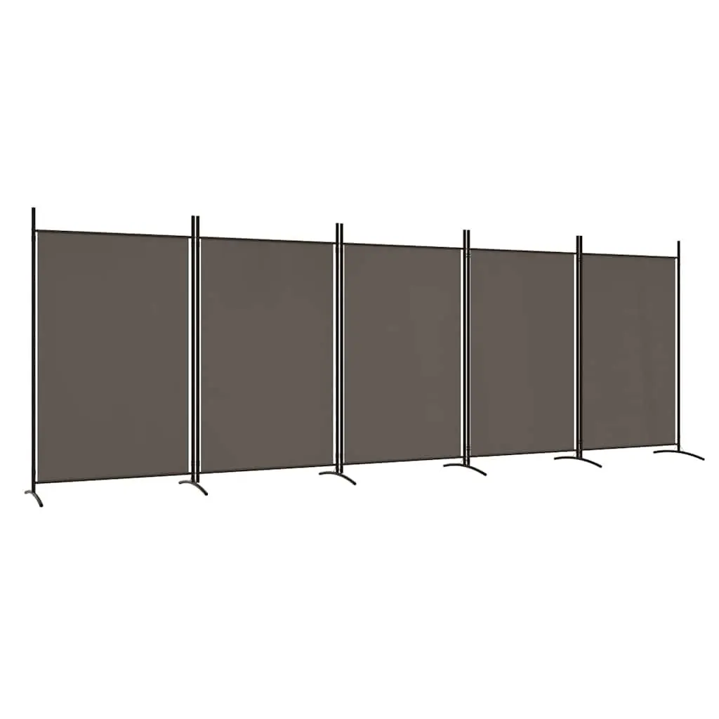 5-Panel Room Divider Fabric Foldable Anthracite 433 x 180 cm