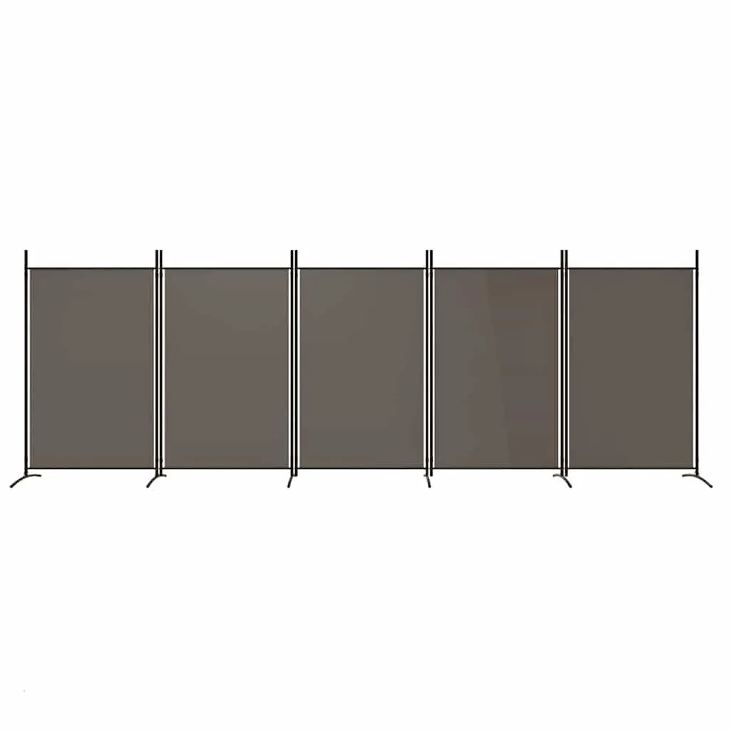 5-Panel Room Divider Fabric Foldable Anthracite 433 x 180 cm