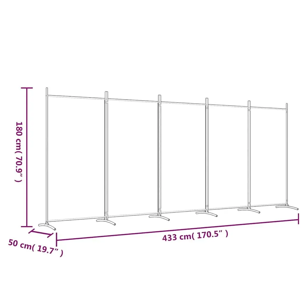 5-Panel Room Divider Fabric Foldable Anthracite 433 x 180 cm