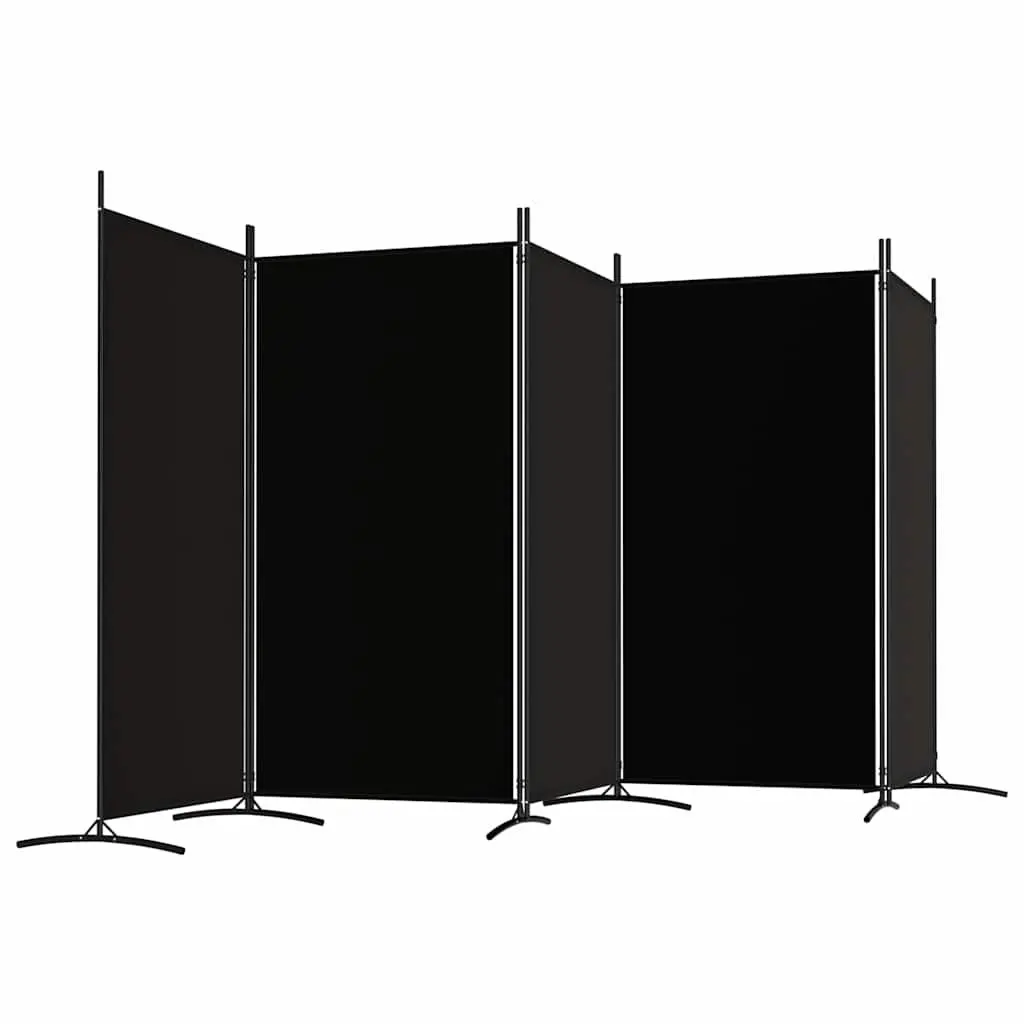 5-Panel Room Divider Screen Folding Privacy Partition Wall Black Fabric