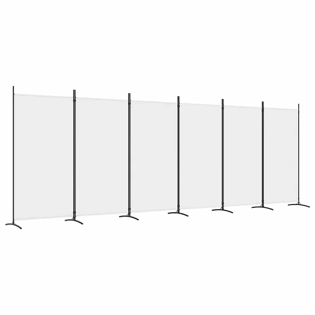 6 Panel Privacy Partition Screen Fabric Foldable White Room Divider