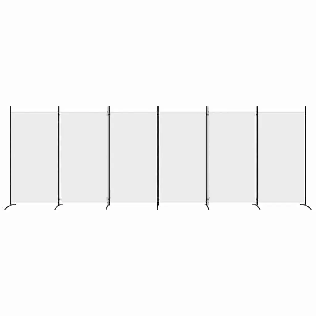 6 Panel Privacy Partition Screen Fabric Foldable White Room Divider