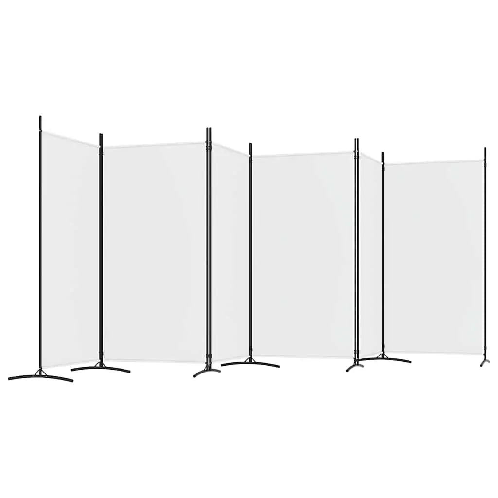 6 Panel Privacy Partition Screen Fabric Foldable White Room Divider