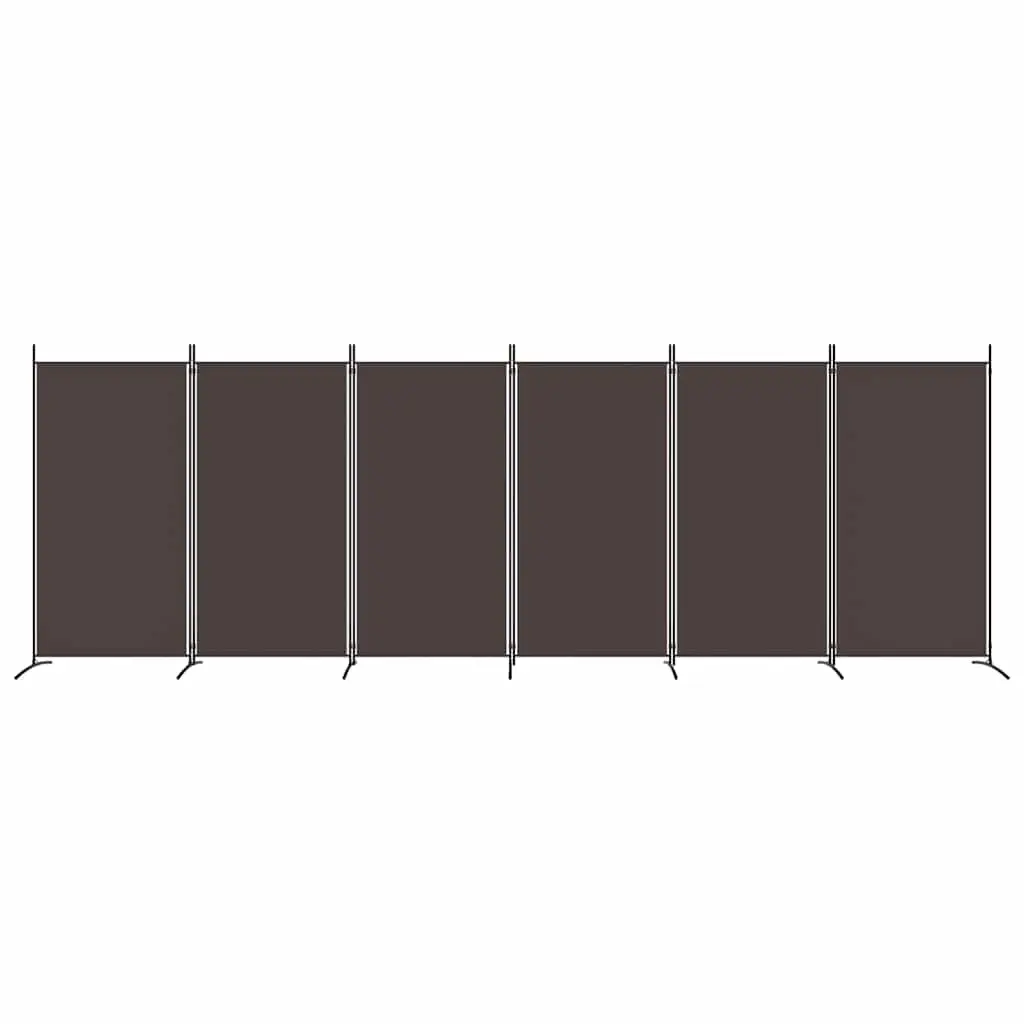 6 Panel Fabric Room Divider Brown Foldable Privacy Screen 520x180cm