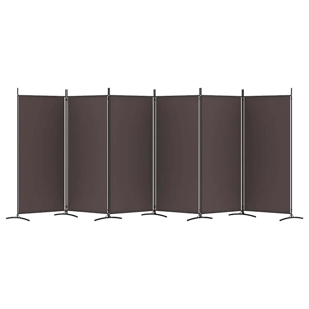 6 Panel Fabric Room Divider Brown Foldable Privacy Screen 520x180cm
