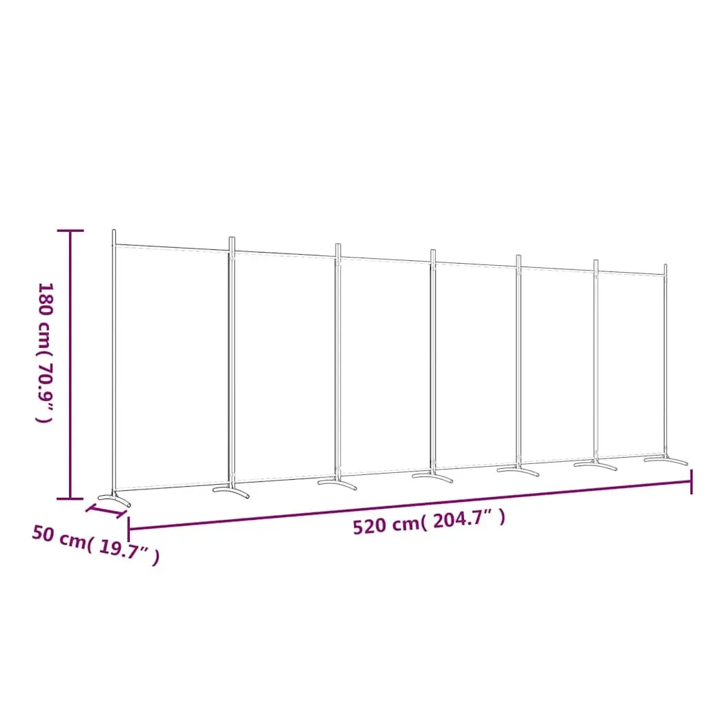 6 Panel Folding Privacy Screen Room Divider Fabric Anthracite 520 x 180 cm
