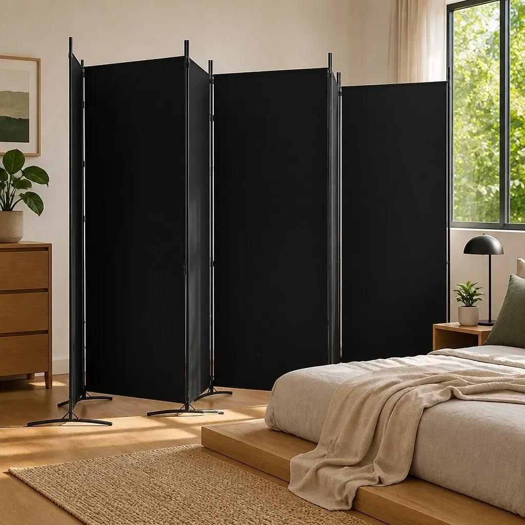 Room Divider 6 Panel Foldable Partition Screen Privacy Space Divider Black