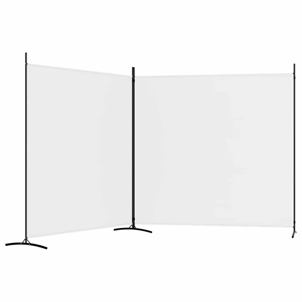 2-Panel Room Divider White Fabric Foldable Privacy Screen Partition 348x180cm