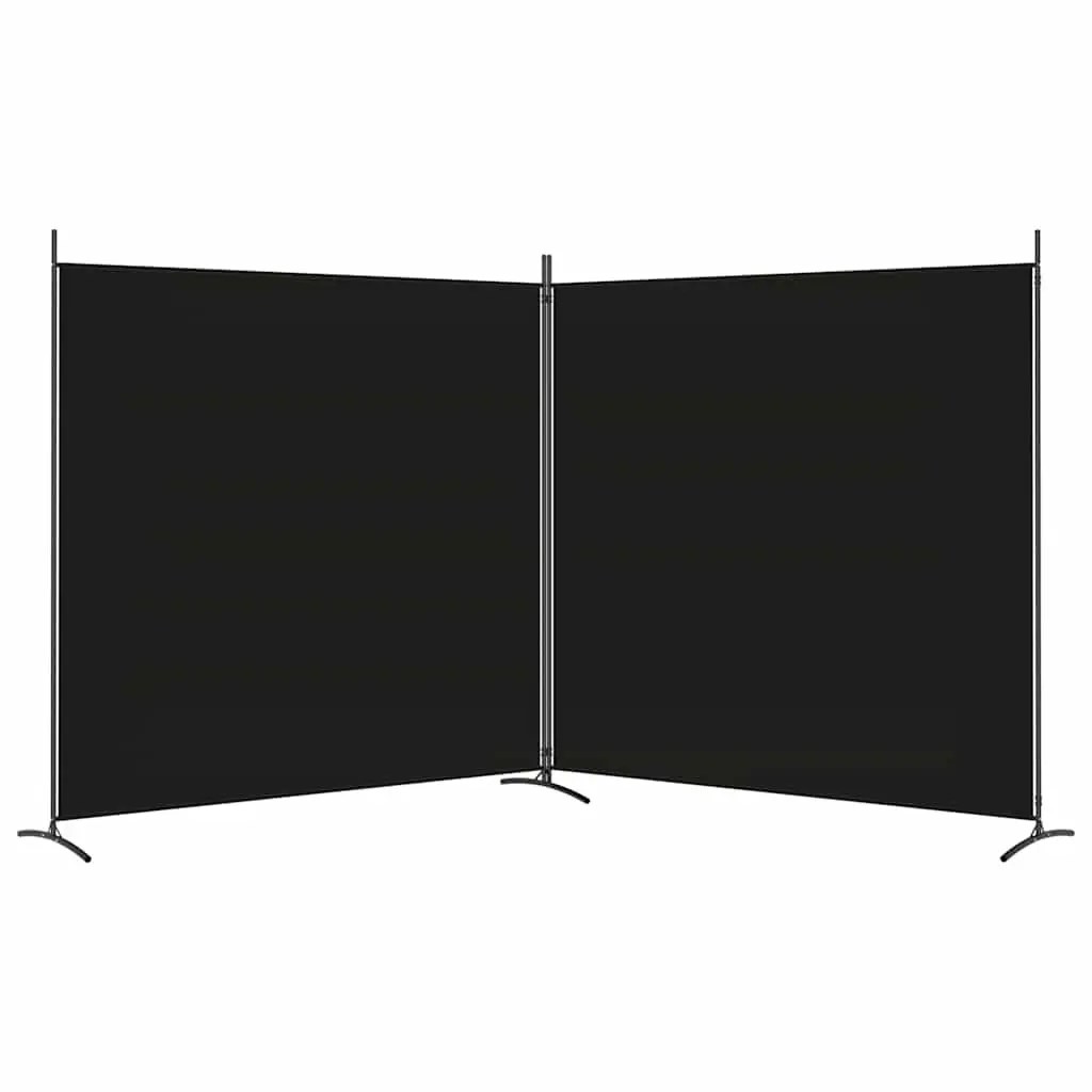 2-Panel Room Divider Fabric Foldable Privacy Black