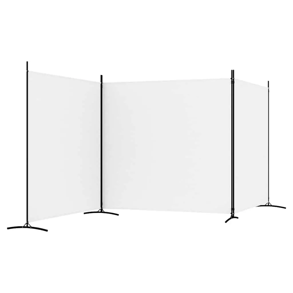 3-Panel Room Divider White Fabric Folding Partition Screen Space Divider
