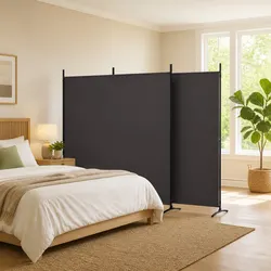 3-Panel Room Divider - Practical Brown Folding Screen