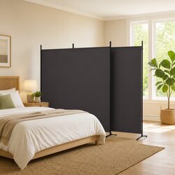 3-Panel Room Divider - Practical Brown Folding Screen