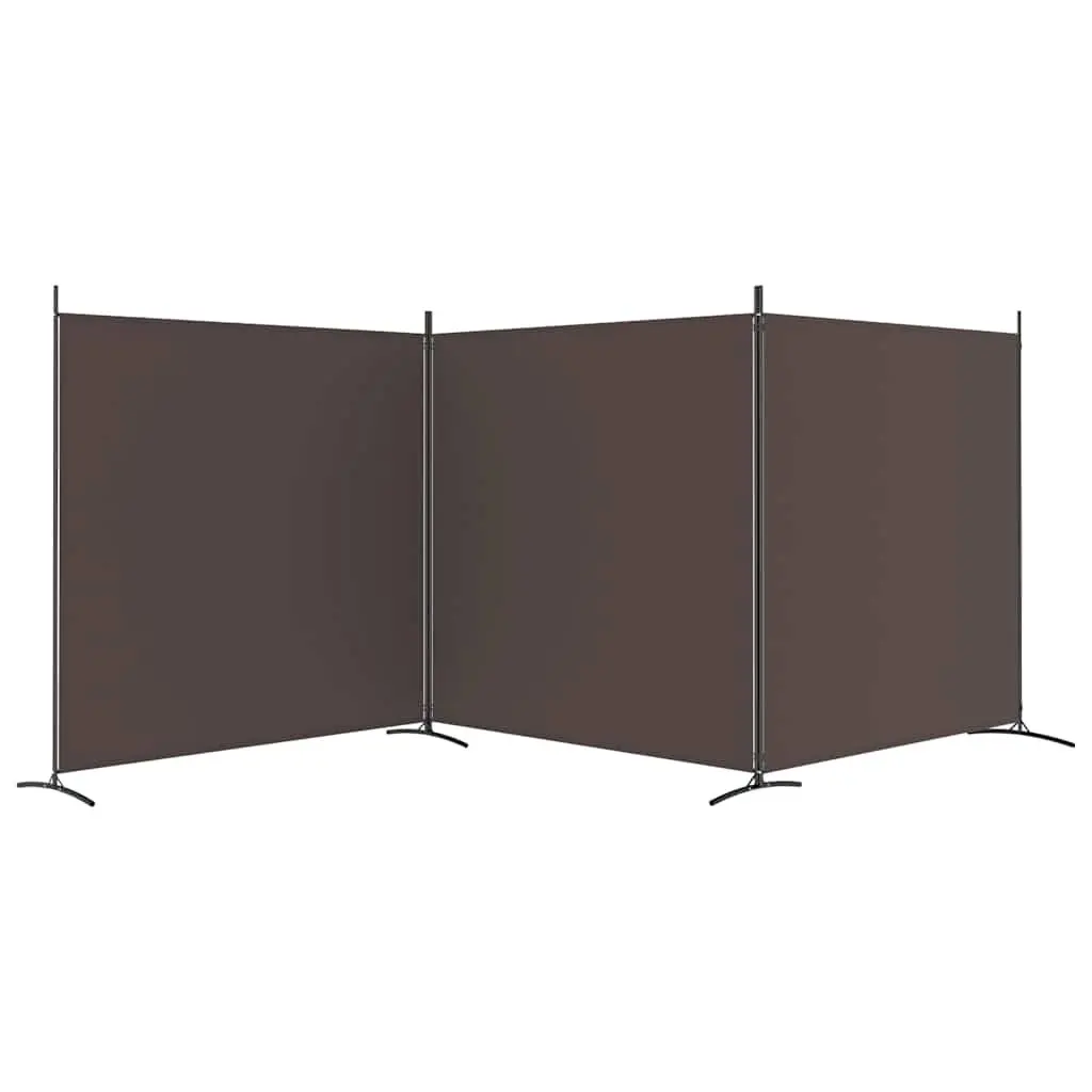 Room Divider 3 Panel Folding Screen Privacy Partition Brown Fabric Separator