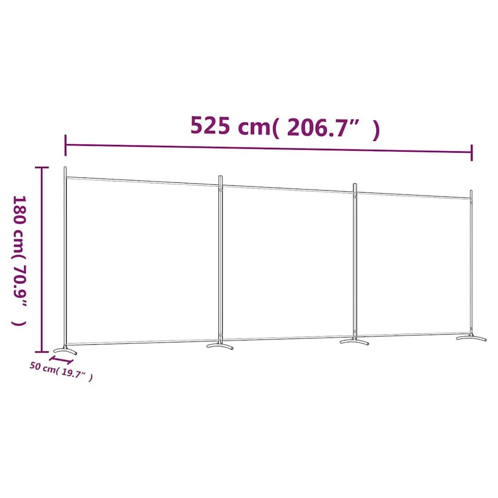 Foldable Privacy Screen Room Divider Fabric Anthracite 3 Panel 525x180cm