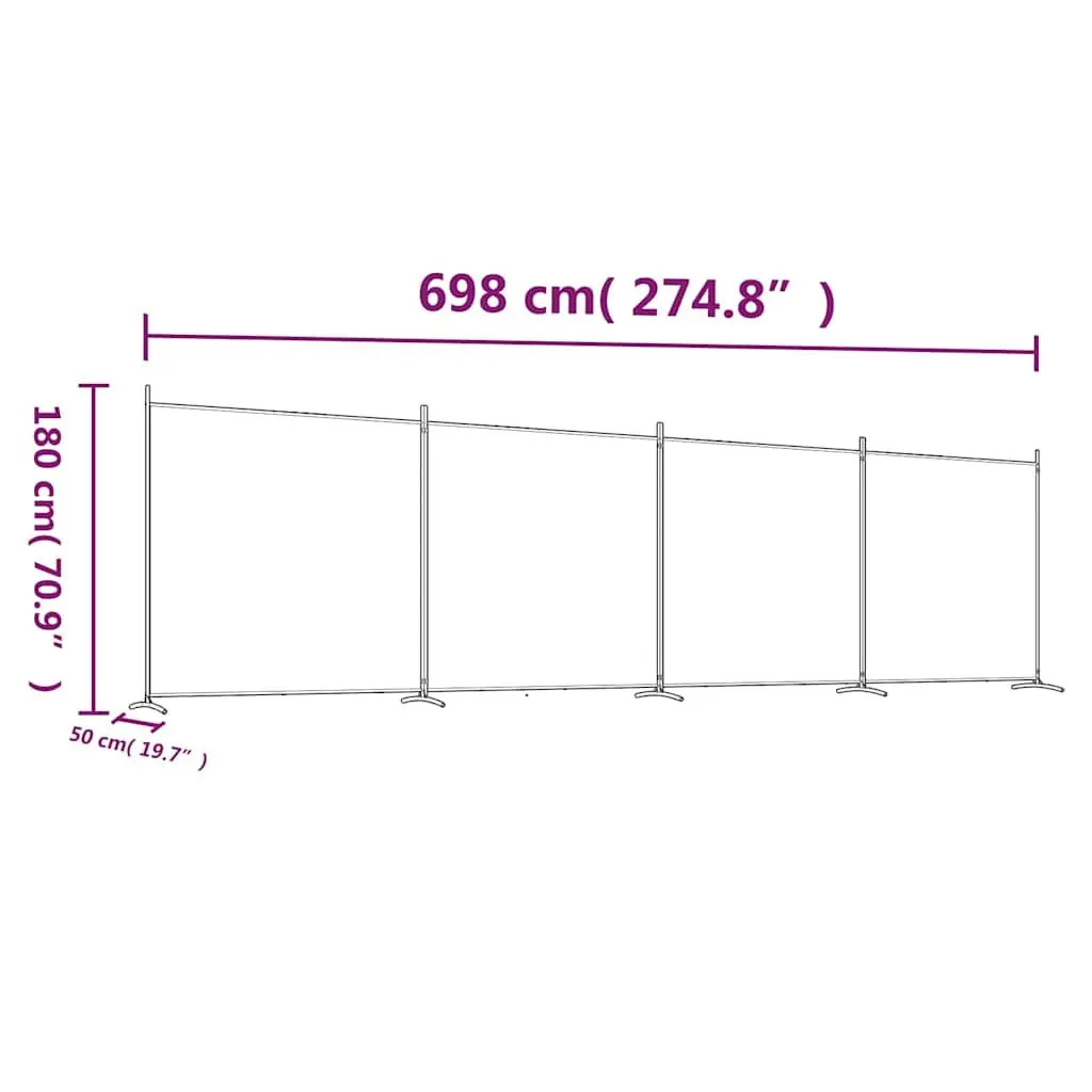 4-Panel Room Divider Fabric Folding Screen Anthracite 698 x 180 cm