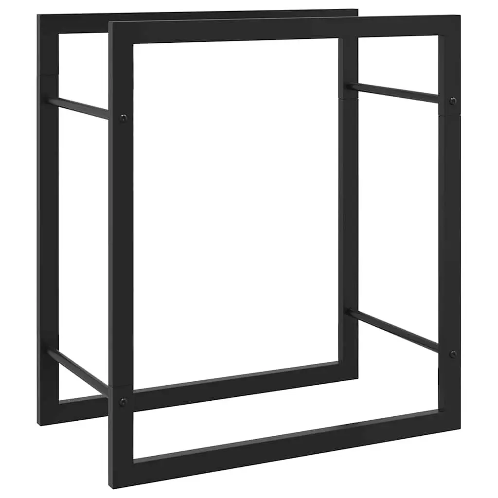 Firewood Holder Steel Elevated Log Storage Rack Black for Fireplace and Garden 50x28x56cm