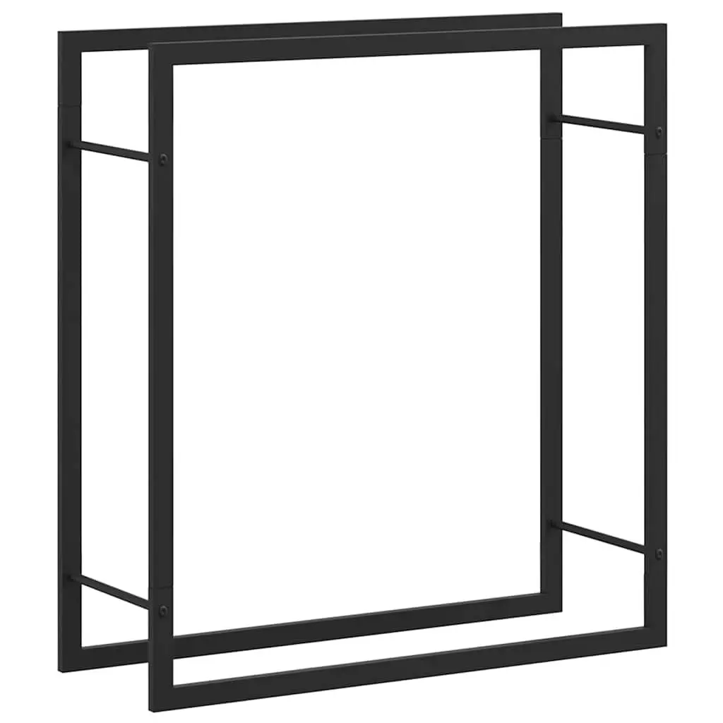 Firewood Rack Black Powdered Steel 80 x 28 x 86 cm Outdoor Indoor Fireplace Wood Stand