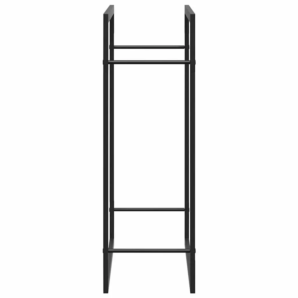 Firewood Rack Black Powdered Steel 80 x 28 x 86 cm Outdoor Indoor Fireplace Wood Stand