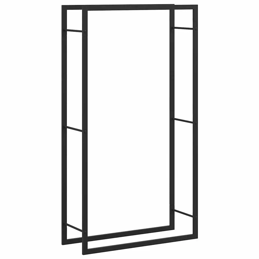 Firewood Rack Black Powdered Steel 80 x 28 x 154 cm
