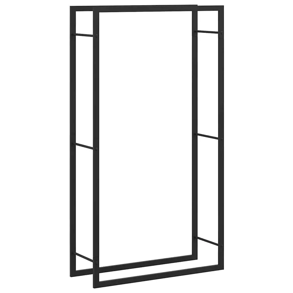 Firewood Rack Black Powdered Steel 80 x 28 x 154 cm