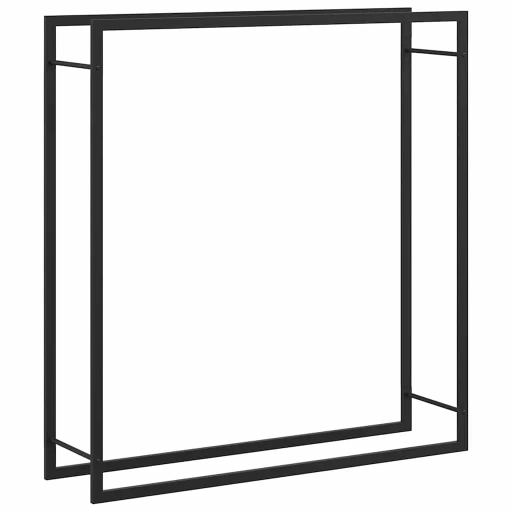 Firewood Storage Holder Steel Outdoor Garden Black Rack 110x28x116cm