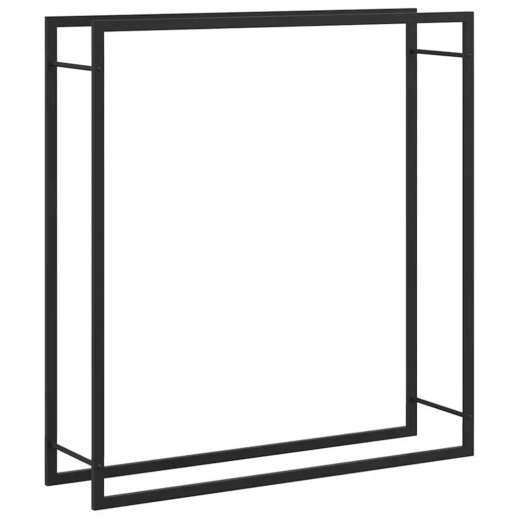 Firewood Storage Holder Steel Outdoor Garden Black Rack 110x28x116cm