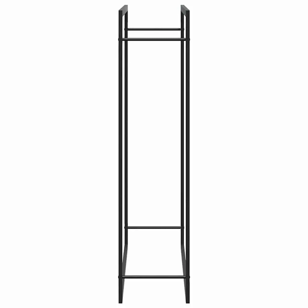 Firewood Storage Holder Steel Outdoor Garden Black Rack 110x28x116cm