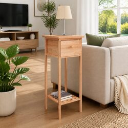 Functional Brown Side Table with Drawer for Any Space