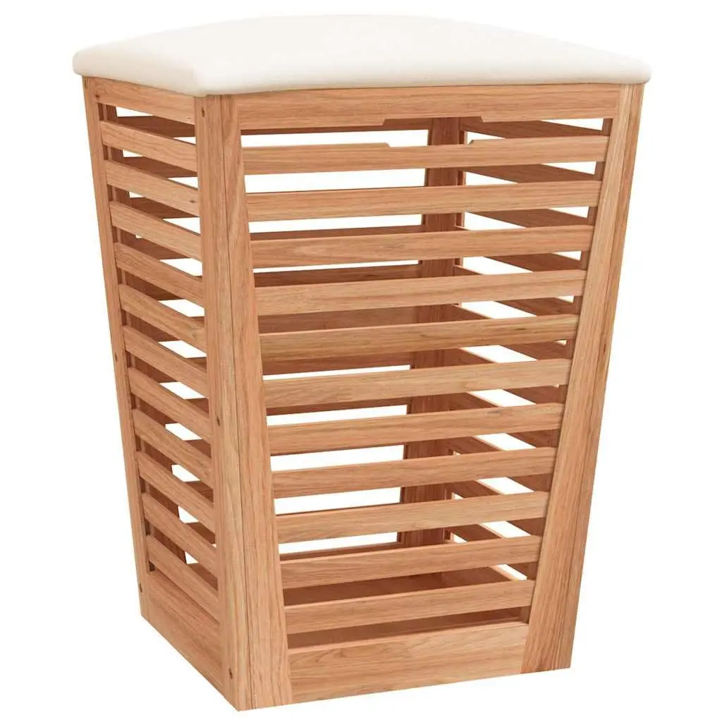 Bathroom Storage Stool Wooden Cushioned Lid 40.5cm Brown